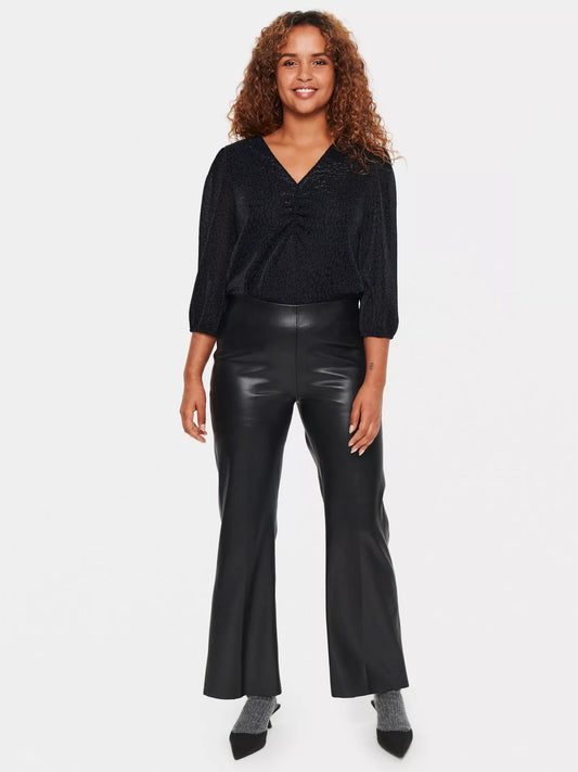 Saint Tropez- Black Wide Leg PU Trouser- Dowie