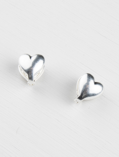 Olia - Silver Heart Earrings - Holly