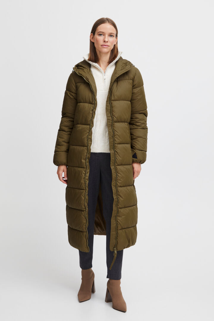 B.Young- Khaki Padded Long Coat- Bybomina