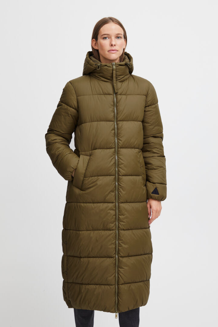 B.Young- Khaki Padded Long Coat- Bybomina