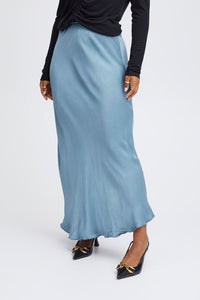Sorbet-Blue Satin Skirt- Sbcoverly