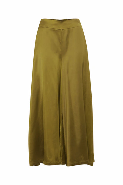 B.Young- Fir Green Silky Wide Leg Trouser- Byesto