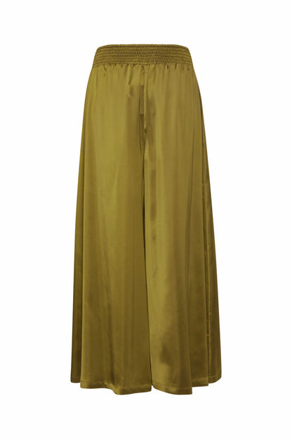 B.Young- Fir Green Silky Wide Leg Trouser- Byesto