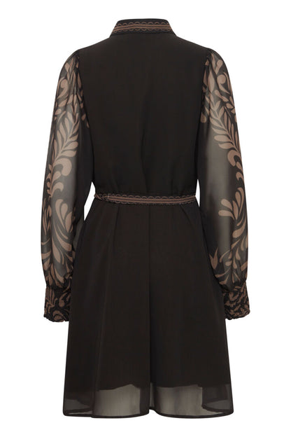 Fransa- Black Chiffon Dress- Frcharli