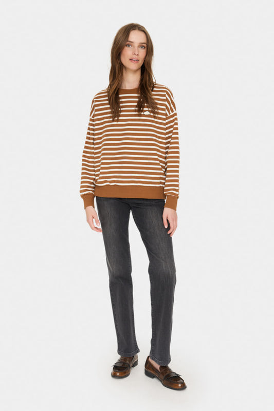 Saint Tropez- Brown Stripe Sweatshirt- Gila