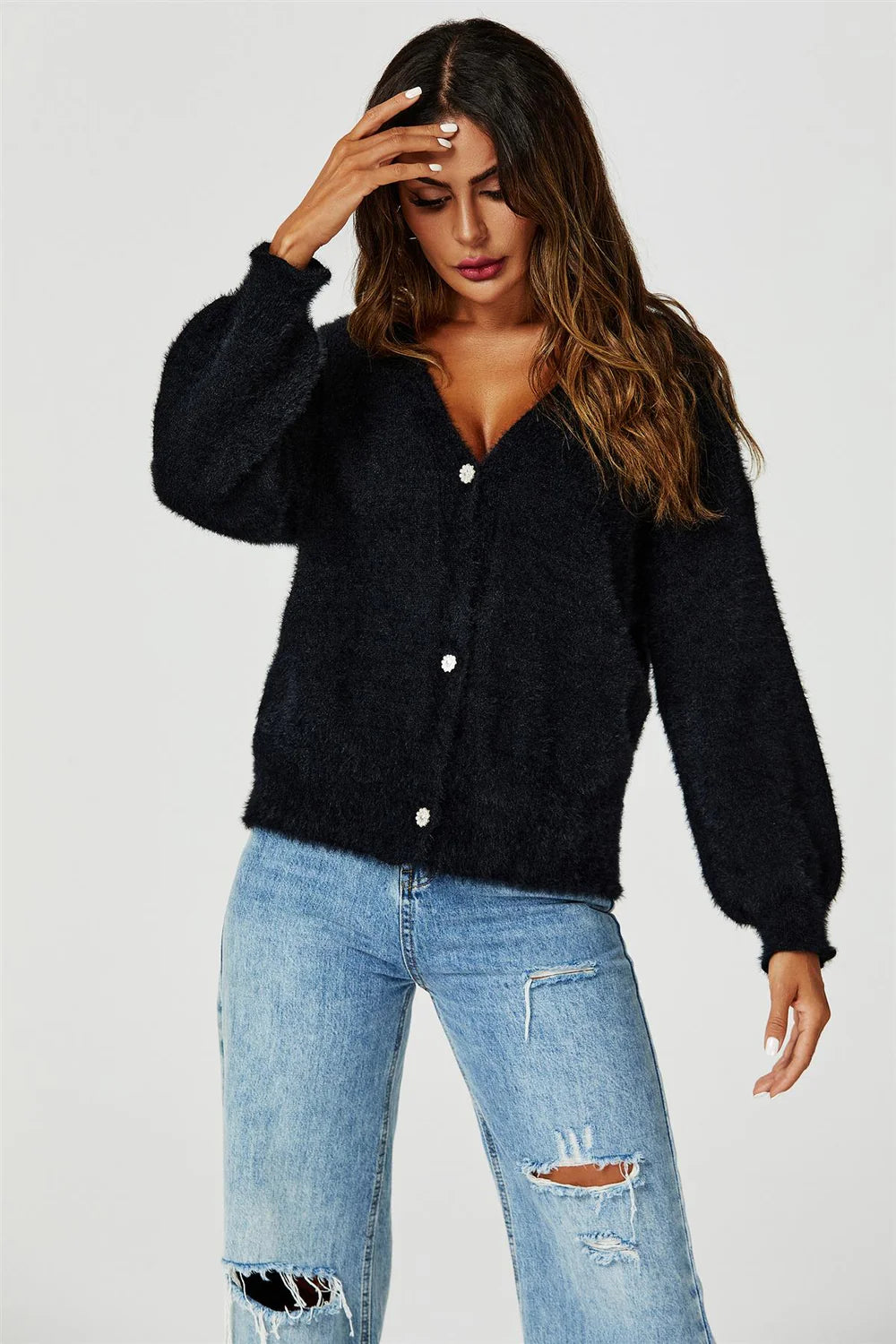 Relaxed Cosy Soft Cardigan- Black