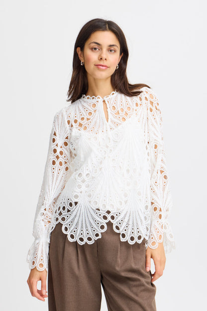 Fransa - White Lace Blouse - Frbelle