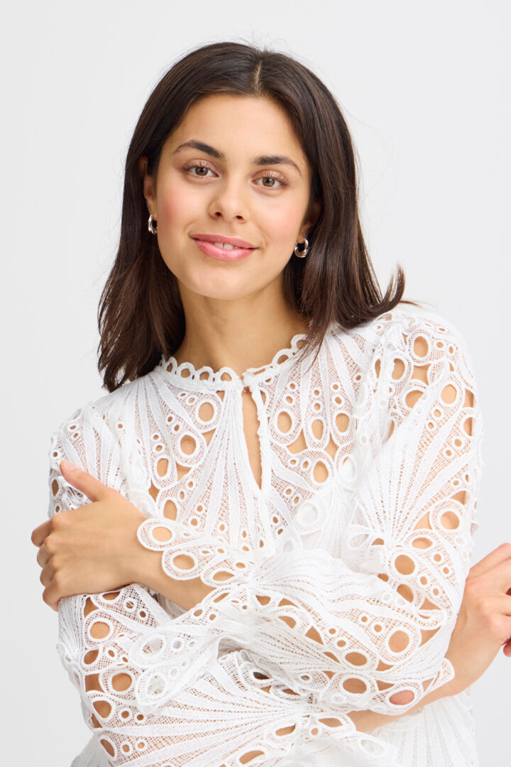 Fransa - White Lace Blouse - Frbelle