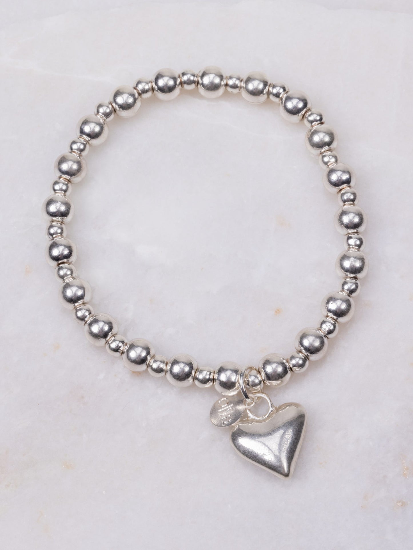 Olia - Silver Heart Bracelet - Olive