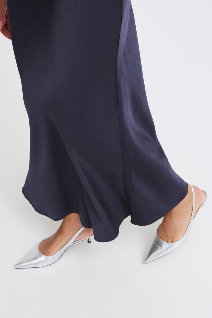 Fransa- Blue Silky Skirt- Frshina