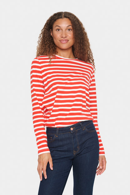 Saint Tropez- Red Stripe Long Sleeve Top- Idalia