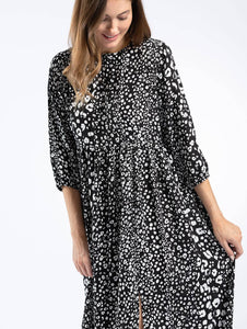 Pentlebay Clothing- Midi Dress in Black White Animal