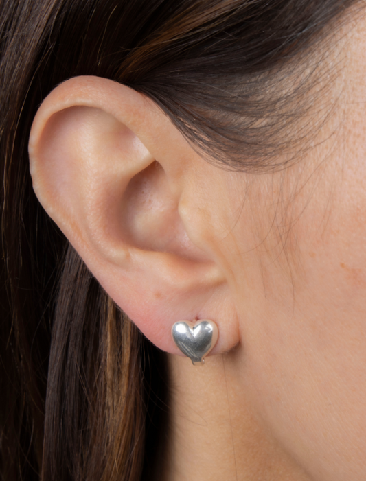 Olia - Silver Heart Earrings - Holly