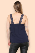Load image into Gallery viewer, Navy Lace Trim Cami
