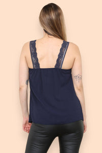 Navy Lace Trim Cami