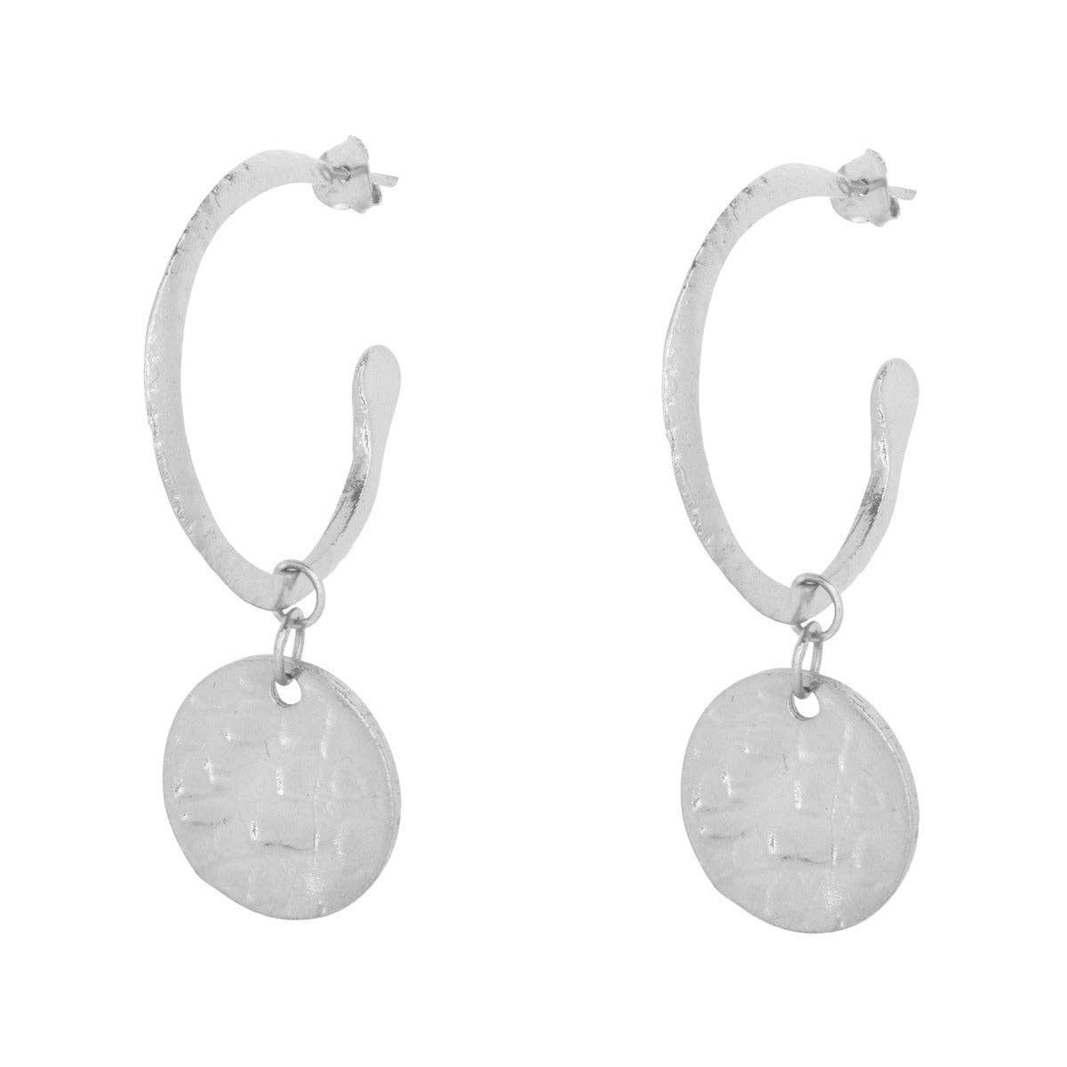 Ashiana London-Esmeralda Silver Hoop and Coin Earrings