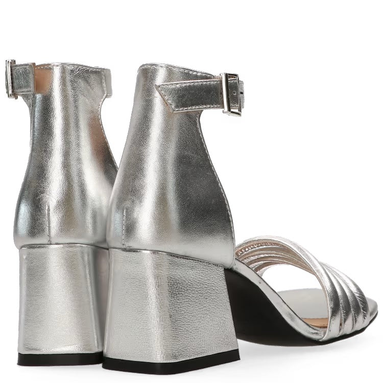 Maruti- Silver Leather Sandals- Catrina