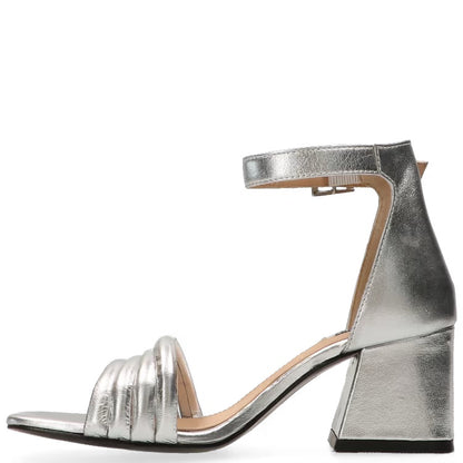 Maruti- Silver Leather Sandals- Catrina