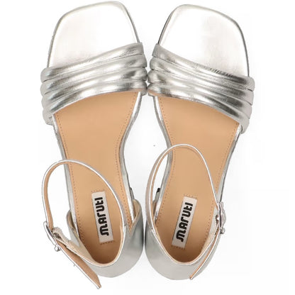 Maruti- Silver Leather Sandals- Catrina