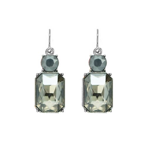 Last True Angel-Twin Gem Earring in Slate & Mirrored Grey