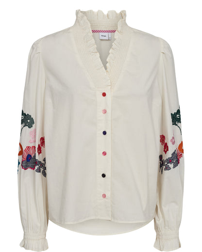 Numph- Floral Embroidered Shirt-Nujasmine