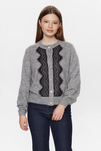 Numph- Grey Lace Cardigan- Nulamina