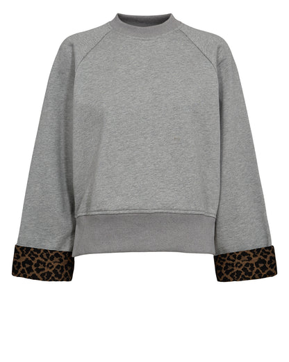 Numph - Grey Animal Sleeve Sweatshirt- Nuzari