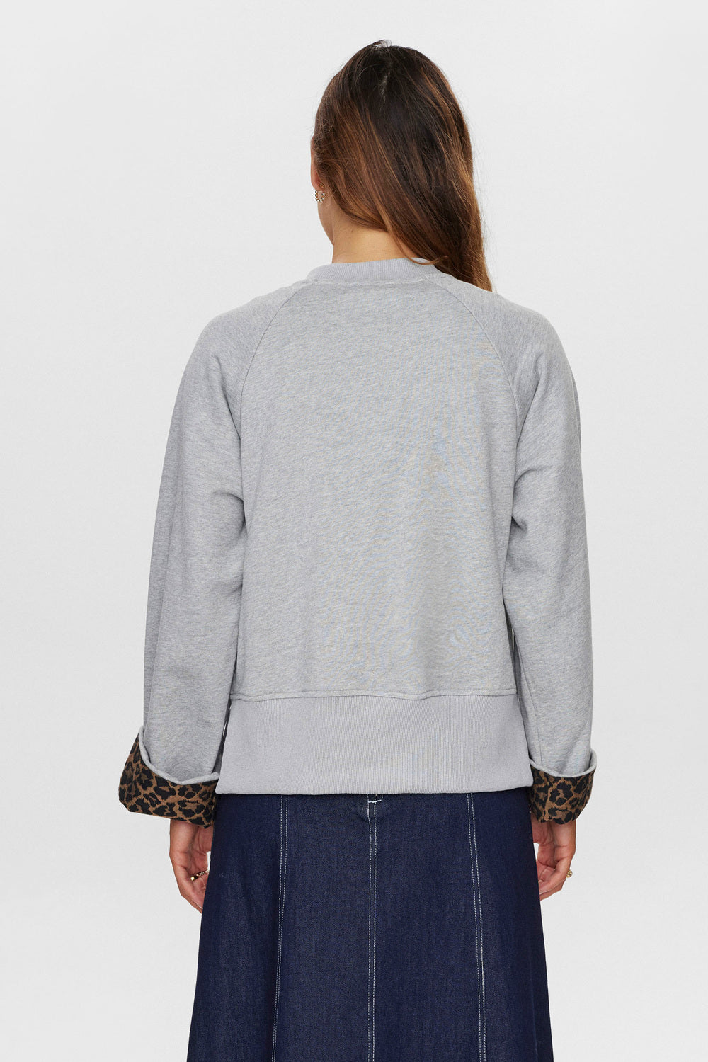 Numph - Grey Animal Sleeve Sweatshirt- Nuzari