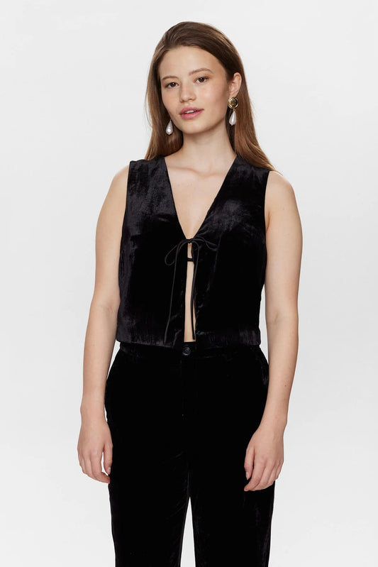 Numph- Black Velvet Vest- Nuharbor