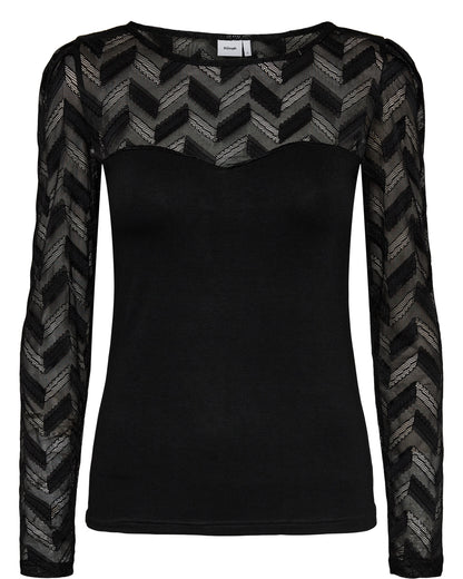 Numph- Black Mesh Detail Top- Numika