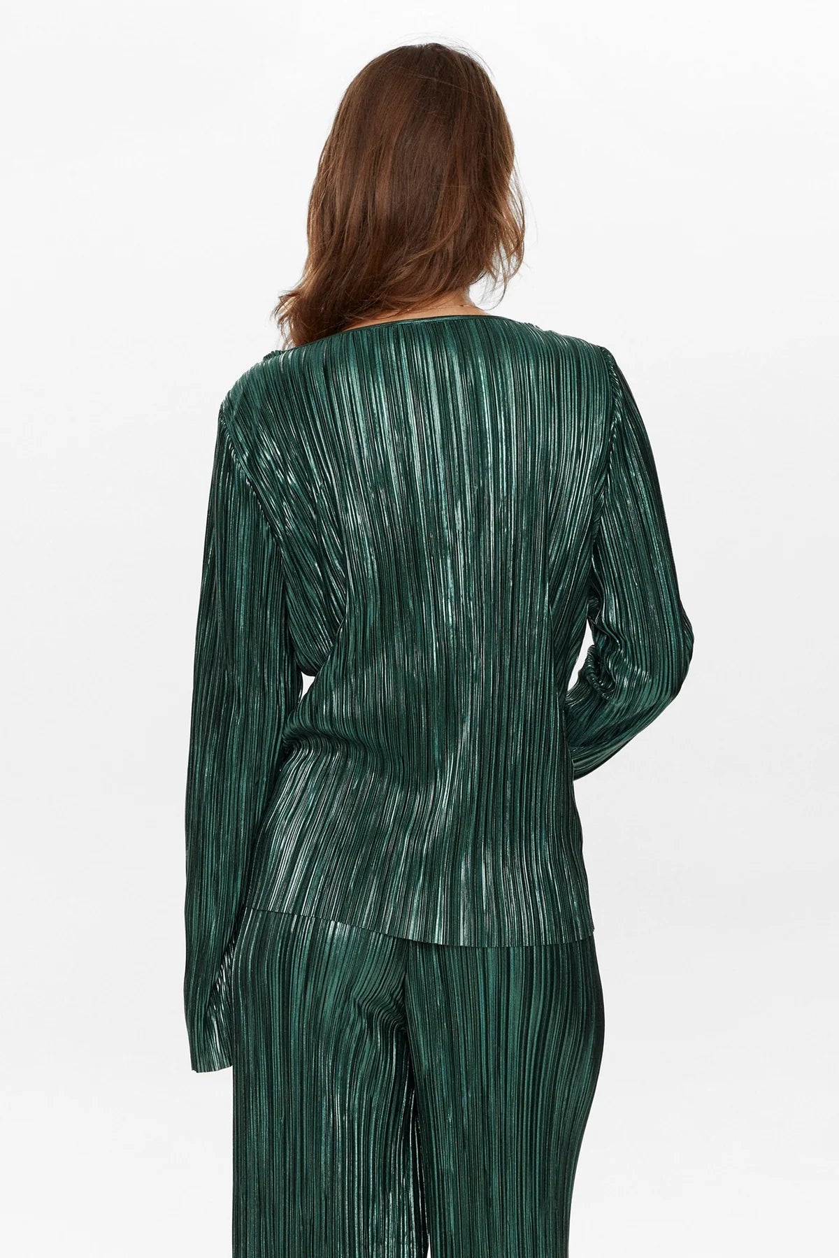 Numph- Green Pleated Shine Top- Numood