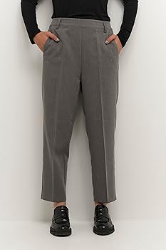 Kaffe- Grey Cropped Tailored Pant- Kasakura