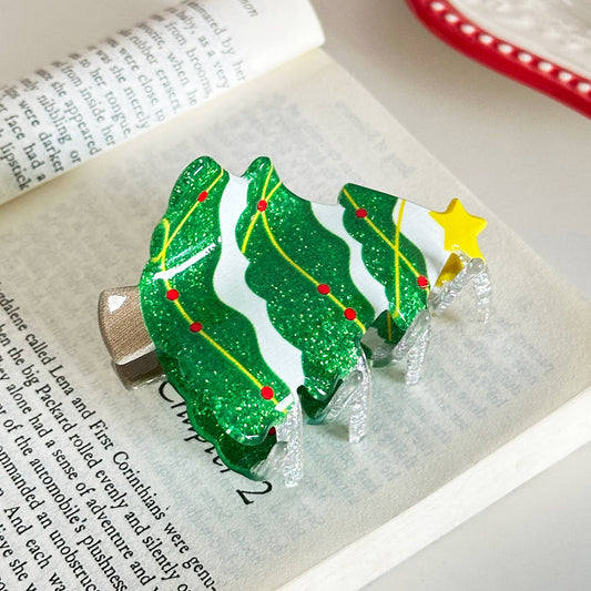 Last True Angel- Glitter Christmas Tree Claw Clip in Green