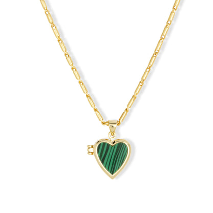 Ashiana London-Roxy Heart Locket Necklace Green