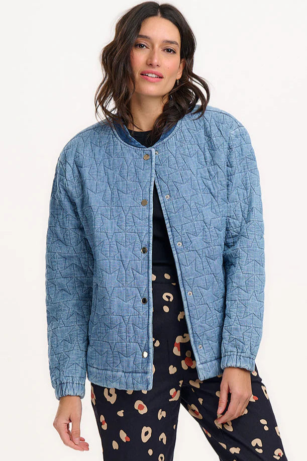 Sugarhill Brighton- Blue Quilted Bomber Jacket- Kinga