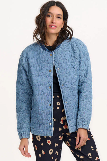 Sugarhill Brighton- Blue Quilted Bomber Jacket- Kinga