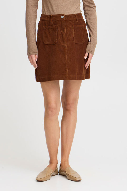 B.Young - Brown Cord Skirt - Bydanna