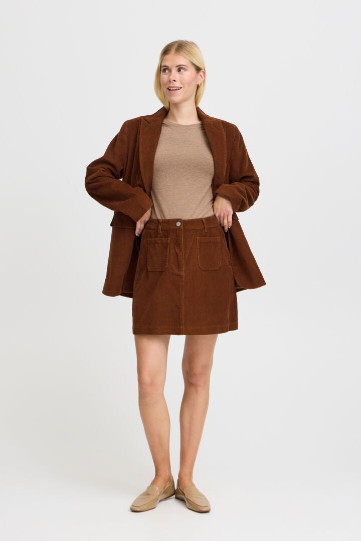 B.Young - Brown Cord Skirt - Bydanna