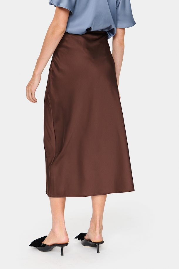 Saint Tropez- Brown Satin Skirt- Hafia