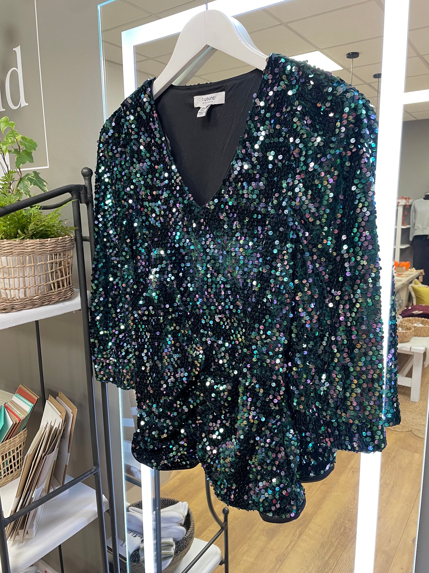 PRE LOVED-B.Young Green Sequin Top