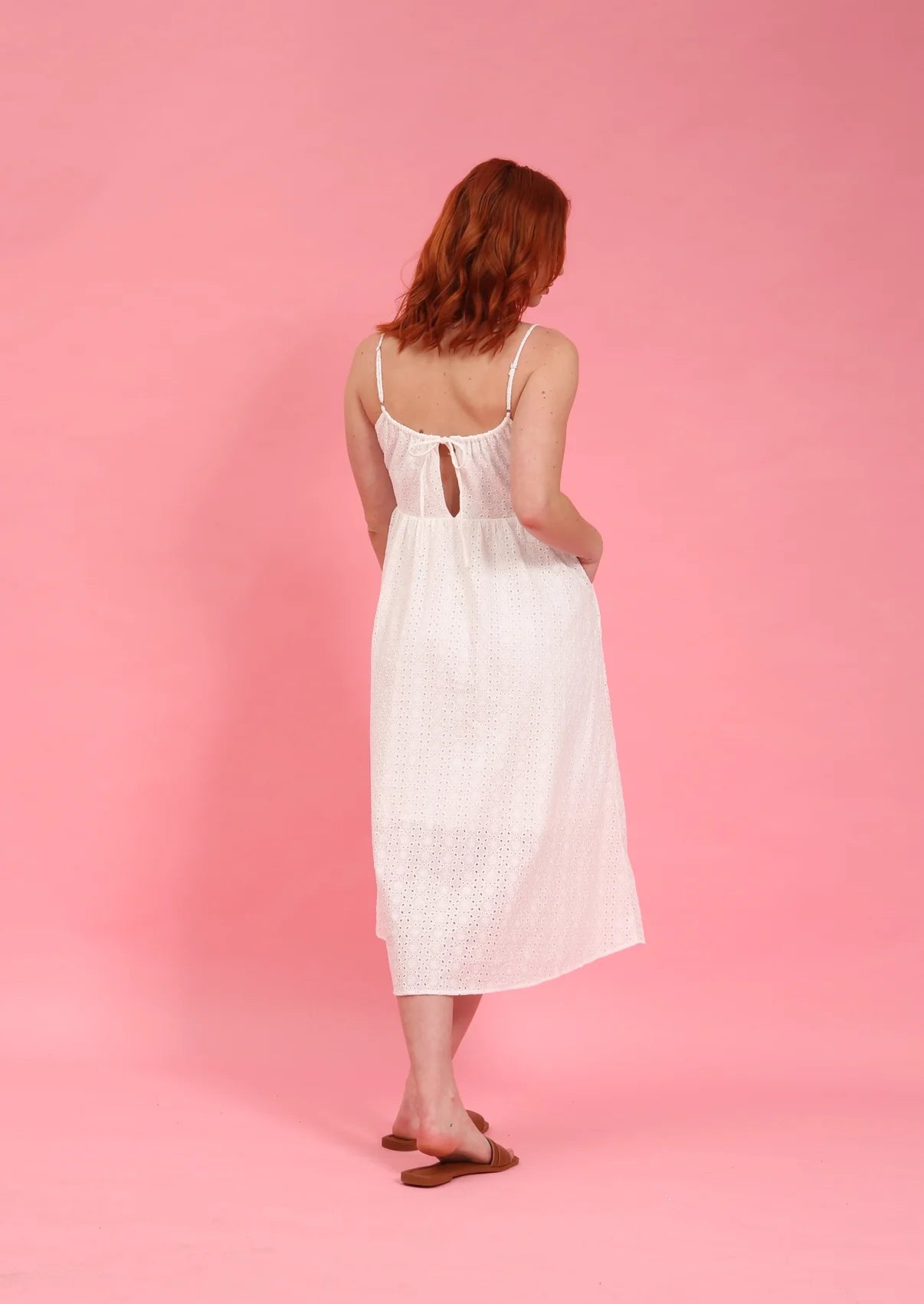 Fika- White Broderie Midi Dress