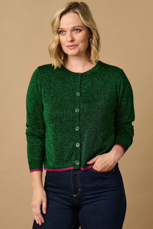 Sugarhill Brighton- Green Sparkle Cardigan- Ophelia