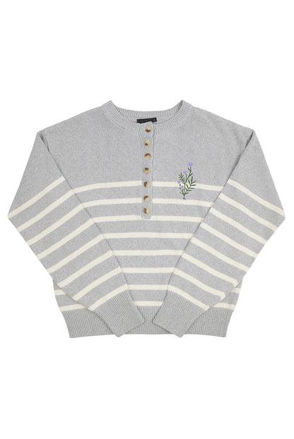 Olive and Frank- Knitted Henley- Grey