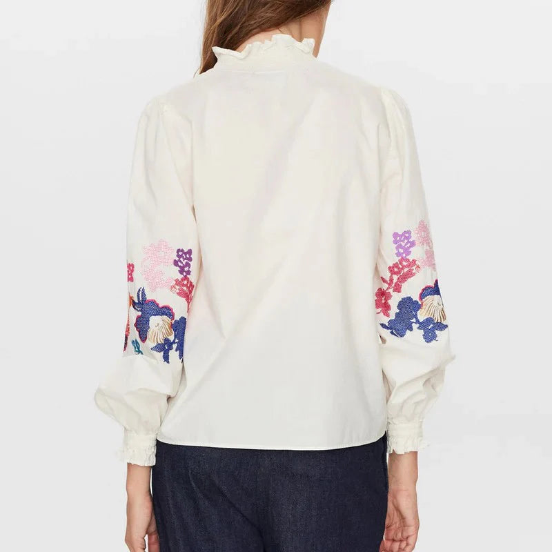 Numph- Floral Embroidered Shirt-Nujasmine