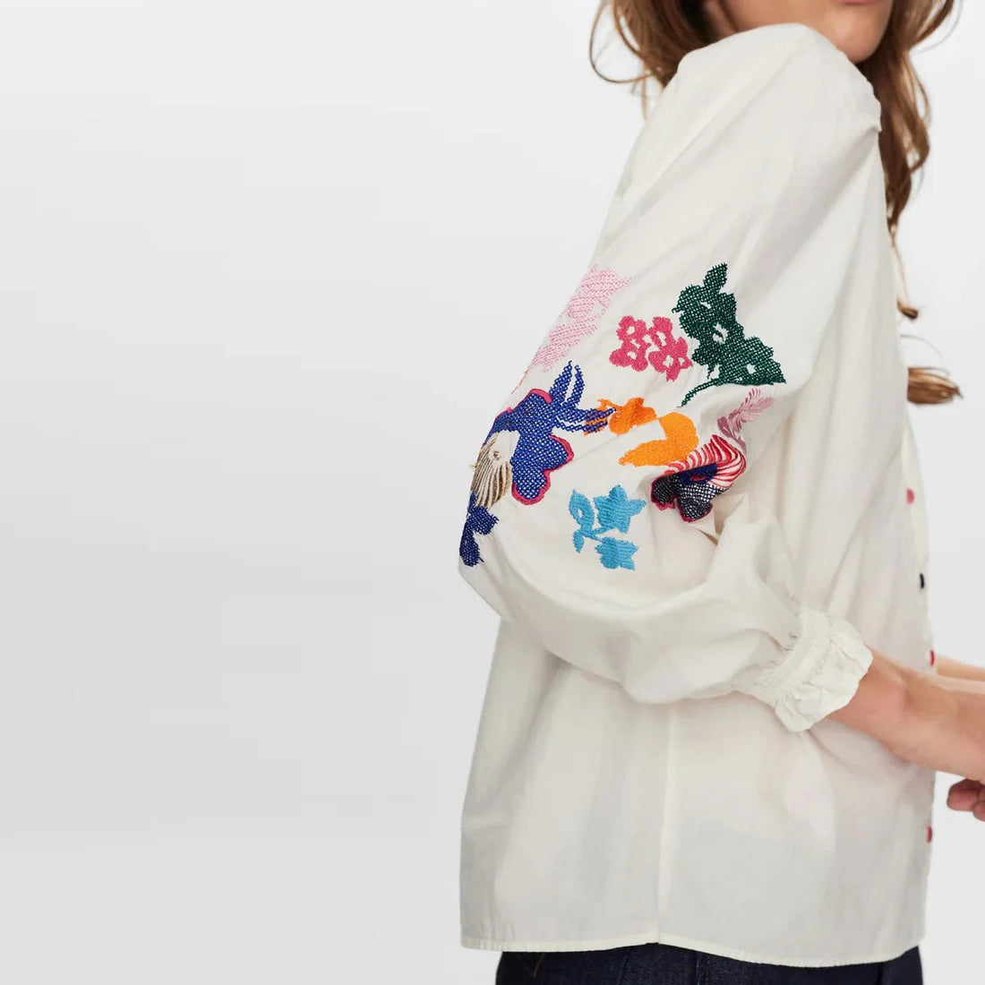 Numph- Floral Embroidered Shirt-Nujasmine