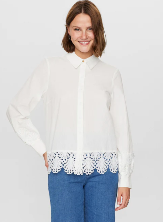 Numph - White Detailed Shirt - Nukaisa