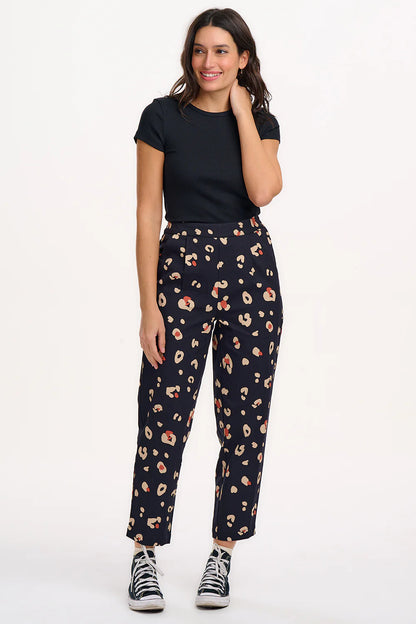 Sugarhill Brighton- Black & Tan Leopard Print Trouser- Romney