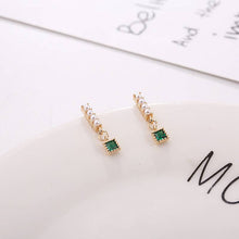 Load image into Gallery viewer, Last True Angel - Square drop earring in emerald
