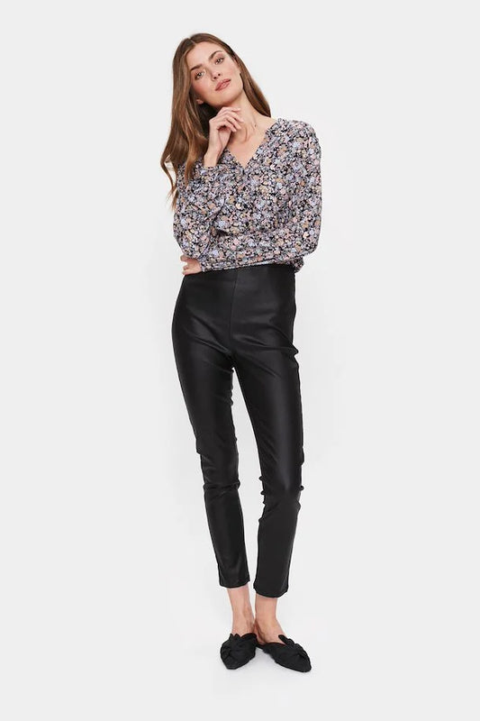 Saint Tropez- Black Coated Trouser- Jorid