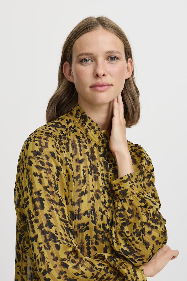 B.Young - Mustard Animal Print Blouse - Byjadeen